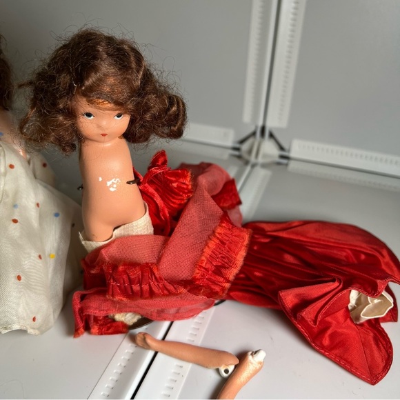 Vintage Storybook Dolls Sleepy Eyes Porcelain With Stands 5” - Picture 3 of 14